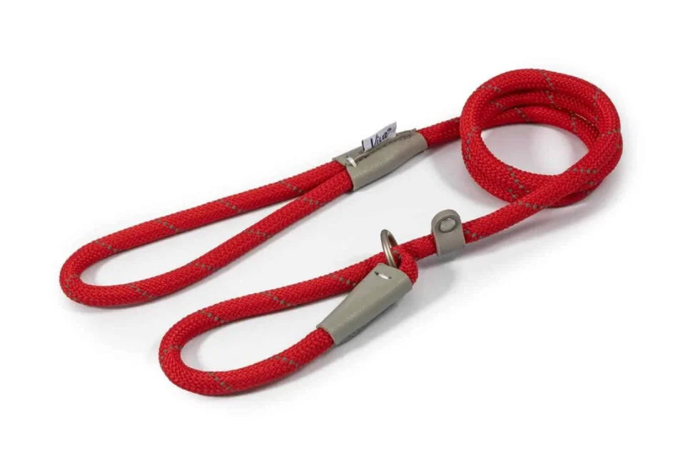 Ancol Reflective Slip Lead for Dogs in Red 120x1.0cm