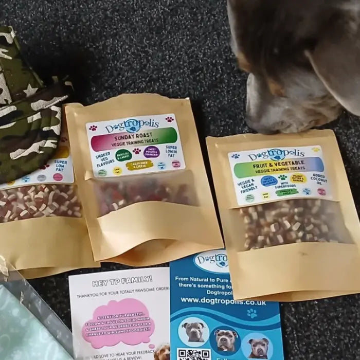 Customer with Veggie Training Treats