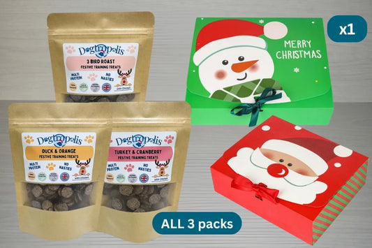3 Packs of Festive Training Treats in Xmas Box