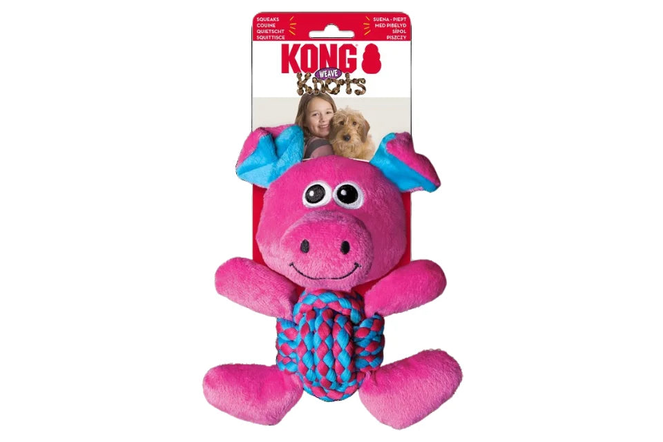 KONG Weave Knots Dog Toys - Pig