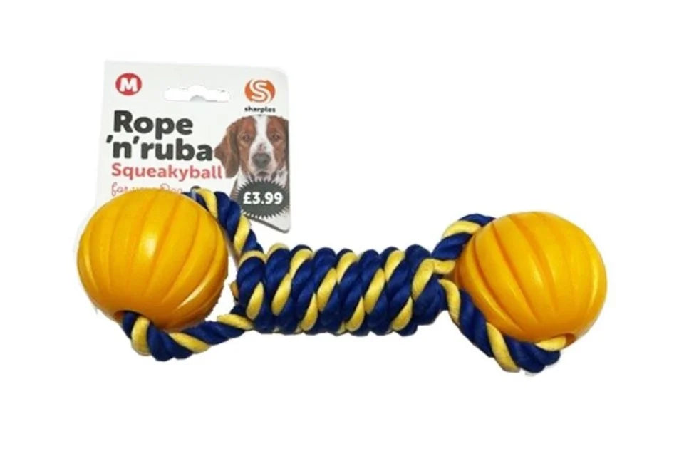 Rope 'n' Ruba Squeakyball Rope Tug Toy for Dogs