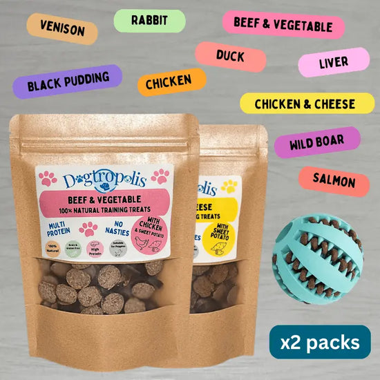 Natural Training Treats & Dispensing Ball Toy Bundle