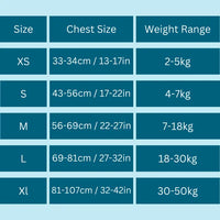 Truelove No Pull Harness Size Guide