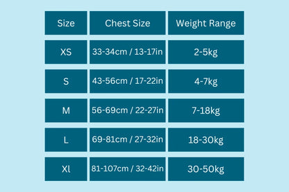 Truelove No Pull Harness - Size Guide