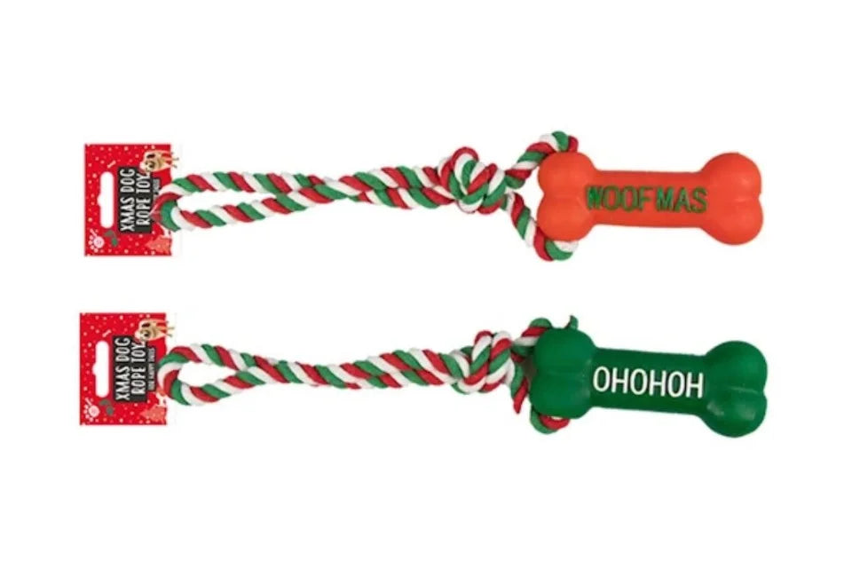 Xmas Squeaky Rope Toy for Dogs